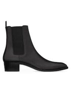 Saint Laurent Wyatt Black Leather Boots Size 42.5